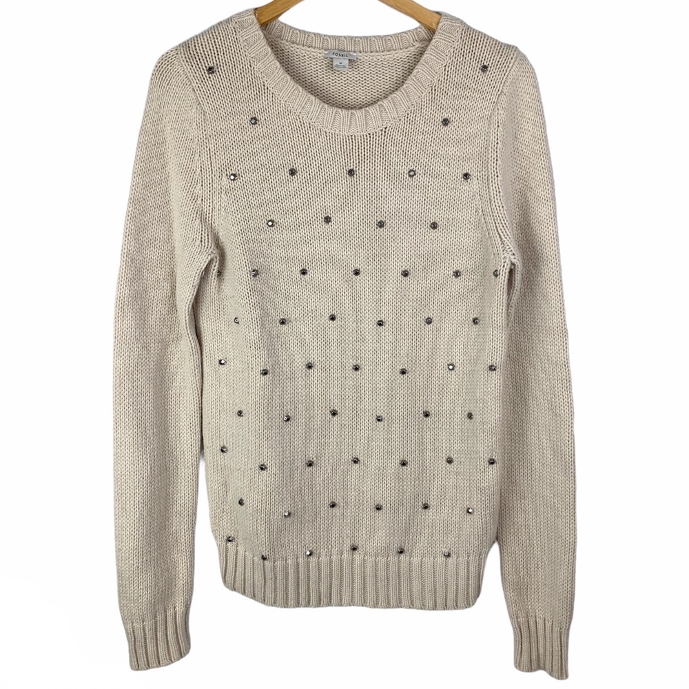 FOSSIL Merino Wool Cashmere Blend Studded Sweater